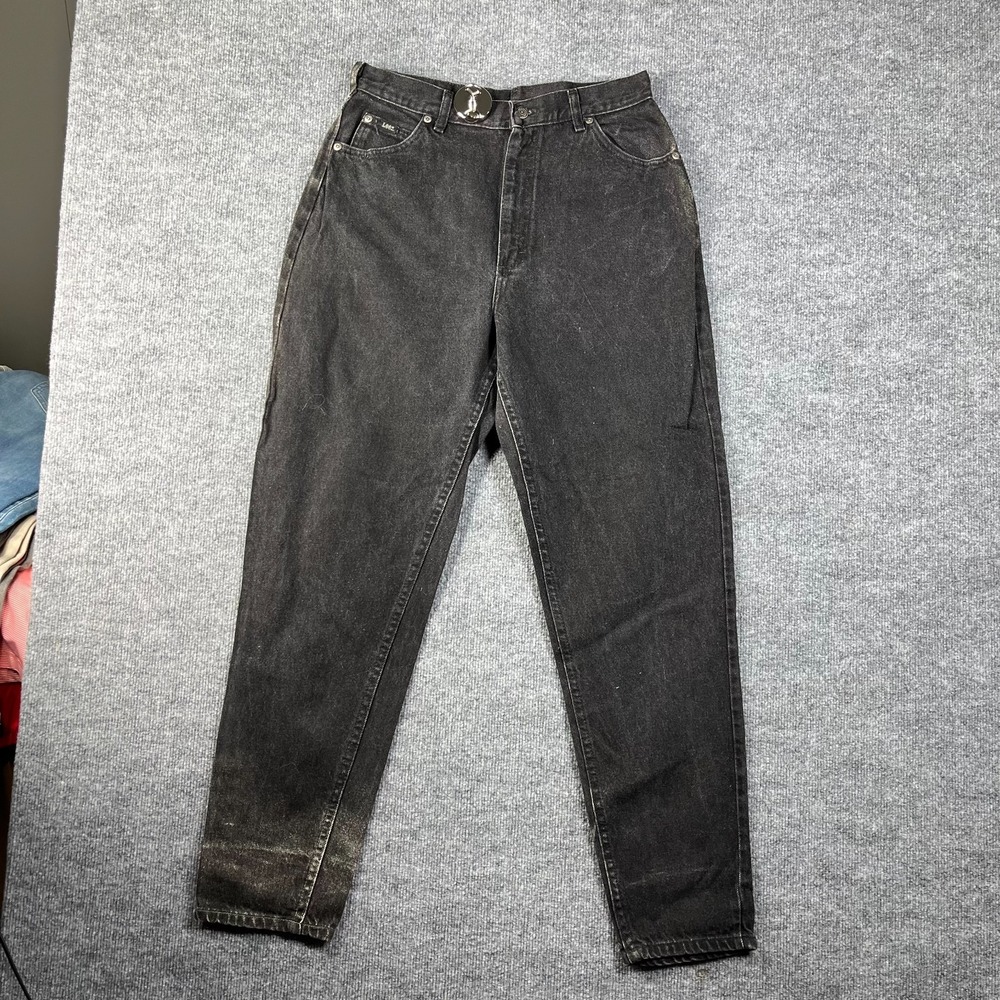 Vintage Lee Jeans Women's 16L Black Denim Classic High Rise USA Made - 31X30